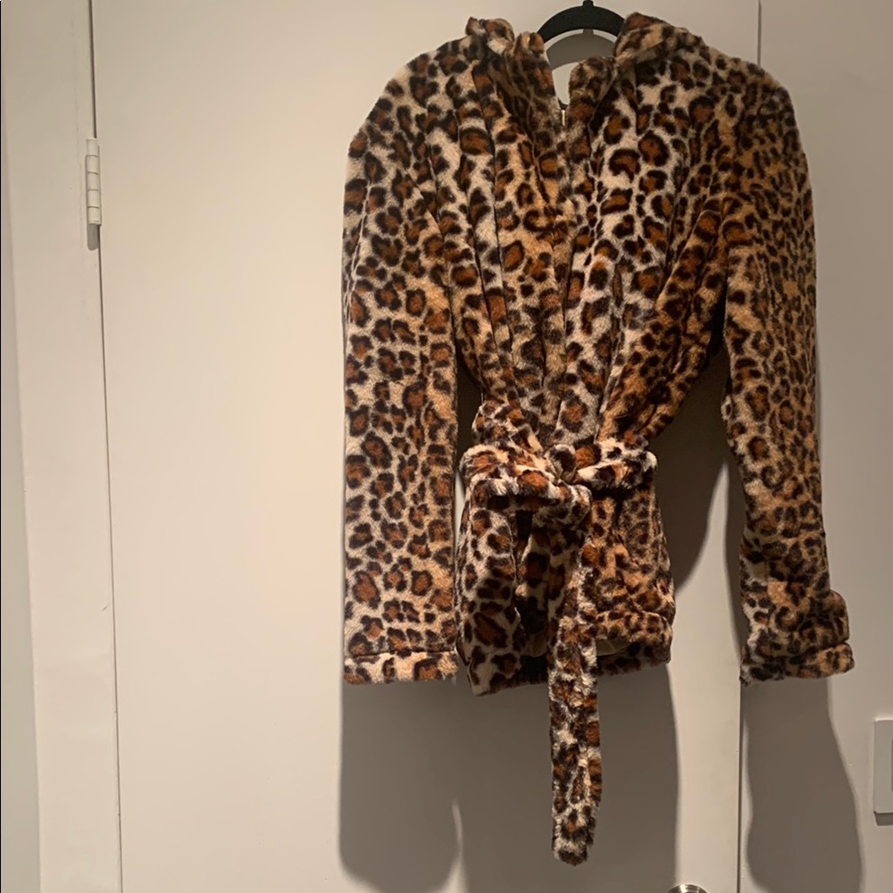 Leopard Print Faux Fur Coat